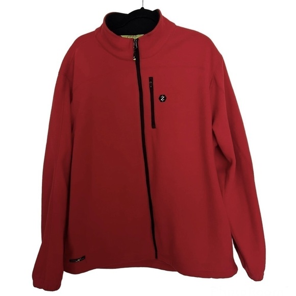 IZOD Perform X Red Fleece Zip Up Sweater Jacket XL - Picture 1 of 12